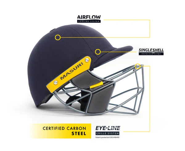 Masuri E-Line Steel Cricket Helmet with Neck Guard
